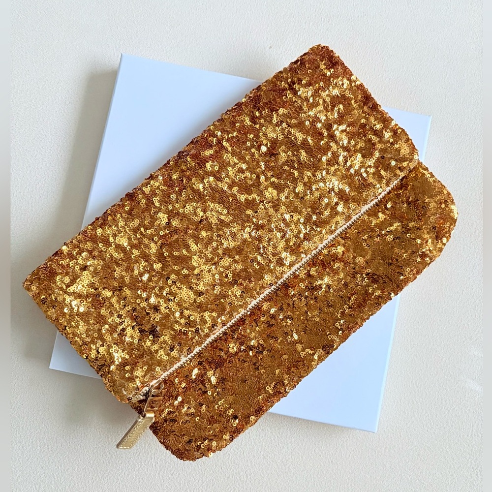 Halston Heritage Gold Sequin Oversized Clutch